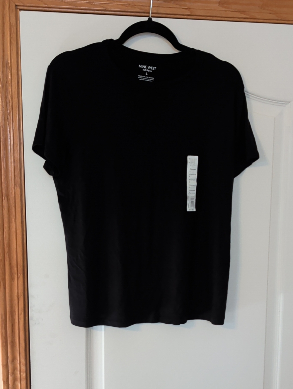 Nine West Black Short Sleeve Crew Neck Tee Tote1